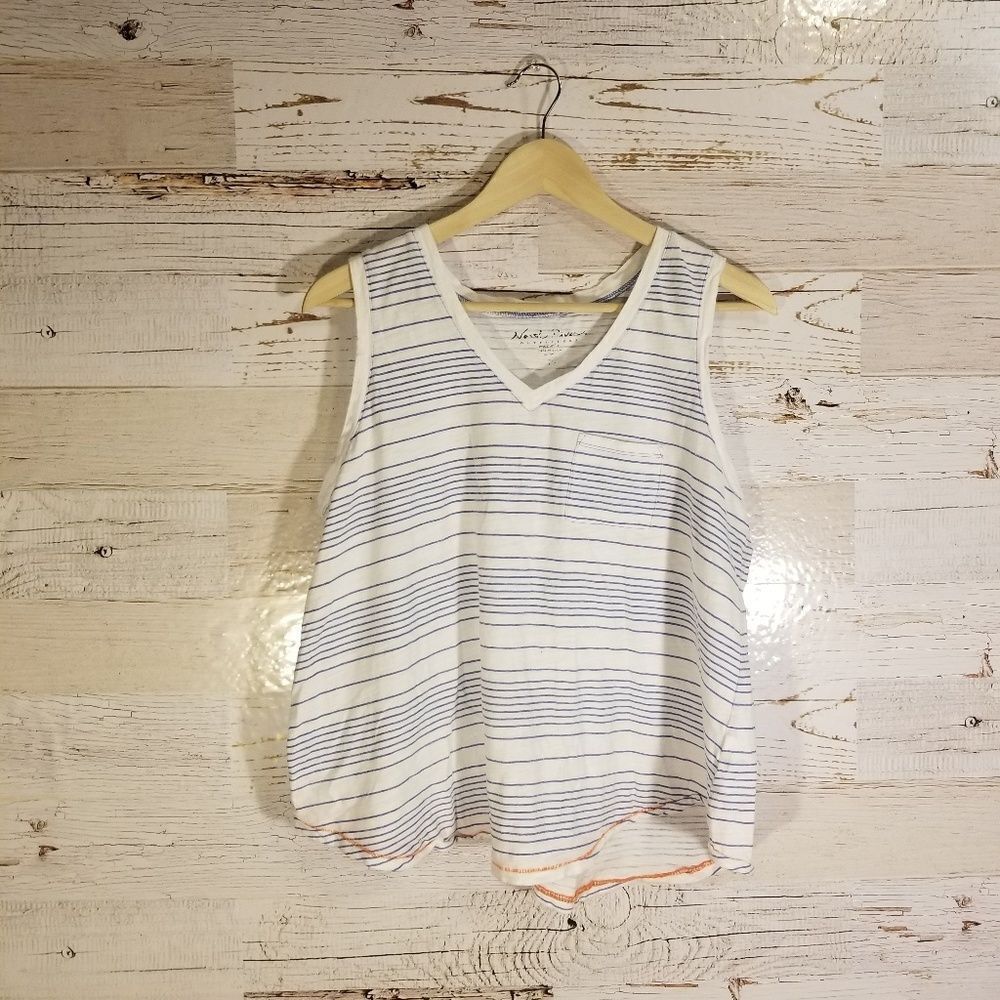 North River Outfitters white blue stripe tank top